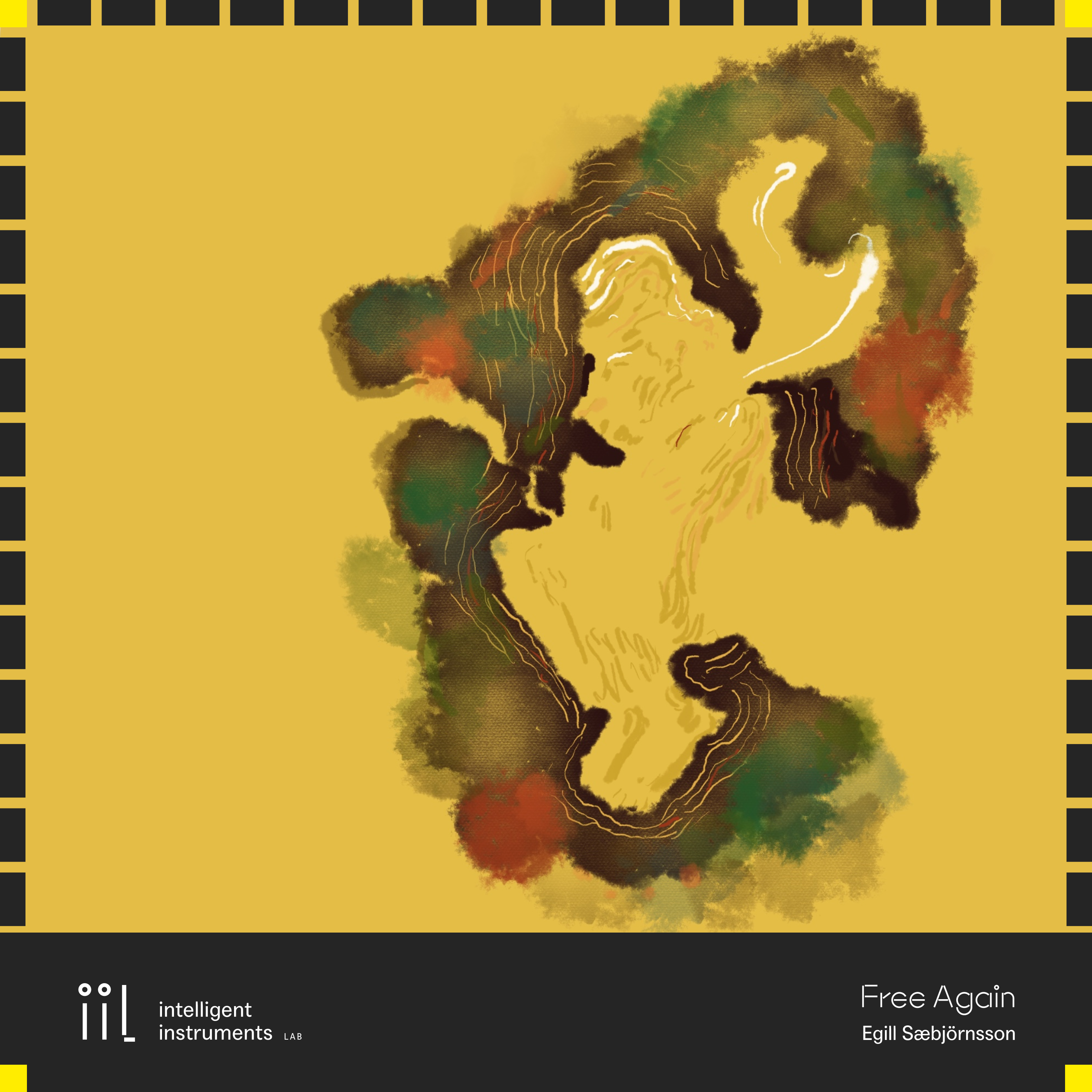 A yellow artwork in a proto-langspil release frame