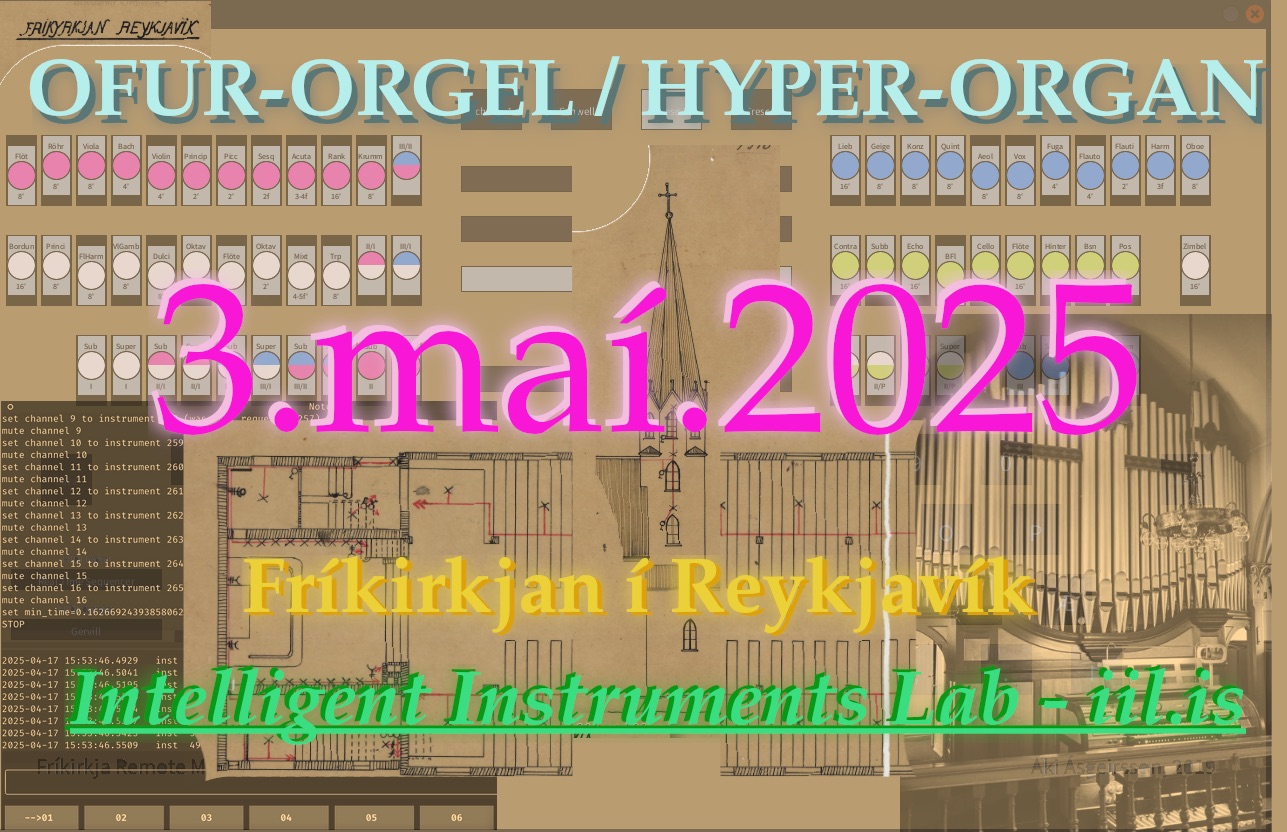 poster for the HYPER-ORGAN event in Fríkirkjan on May 3rd.